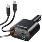SUPERONE Retractable Car Charger for iPhone with Dual Type C Cables, 4 in 1 USB C Car Charger Adapter with 69W Fast Charging Compatible with iPhone 17 16 15 14 13 12 11 Pro/XS/XR/SE/iPad/Airpods