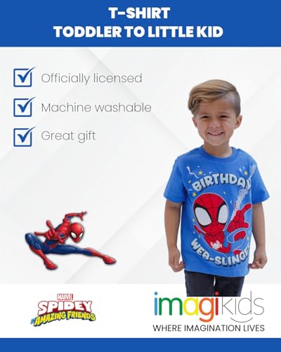 Marvel Spider-Man T-Shirt Toddler to Big Kid | Birthday Shirt, 100 Days of School, Big Brother and Big Sister, 100% Cotton, Crewneck Style, Short Sleeve, Breathable Fabric