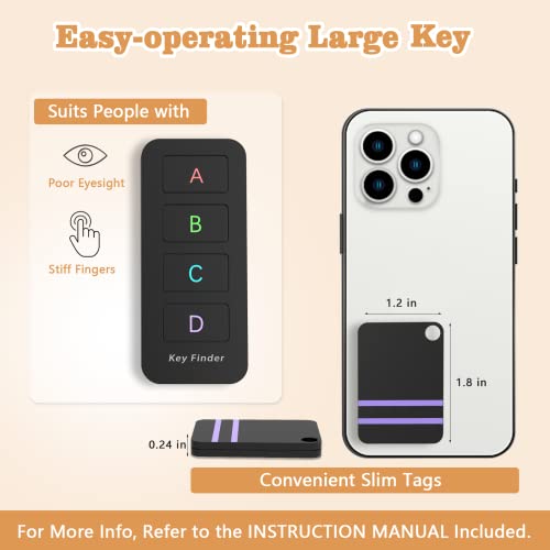 Remote Control Finder, Pack of 4 Find My Keys Device | Stick on Remote Finder Beeper, Tracker Tags for Car Keys and Phones | 120Ft Range 80dB RF Key Locator, Lost Key Finders That Make Noise