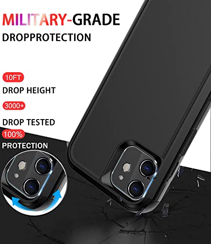Diverbox for iPhone 11 Case [Shockproof] [Dropproof] [Tempered Glass Screen Protector + Camera Lens Protector],Heavy Duty Protection Phone Case Cover for Apple iPhone 11 (Black)