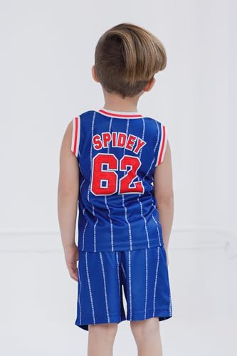 Marvel Boys' 2-Piece Basketball Jersey and Shorts Set Toddler to Big Kid | 2-Piece Coordinated Set, Breathable Mesh Fabric, Comfortable Elastic Waistband, Pull-On Style