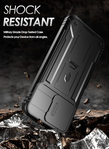 Poetic Revolution Case for Motorola Moto G Power 5G 2024 [Not Fit 2023 Version], [Slide Camera Cover], Full-Body Military Grade Shockproof Cover with Kickstand and Built-in-Screen Protector, Black