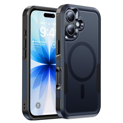 Magnetic for iPhone 17 Case Rugged Dual-Layer Shockproof Blue | Military-Grade Heavy Duty Protection, Fit for Magsafe, Matte Finish Scratch Resistant Anti-Fingerprint, Anti-Slip Phone Cover