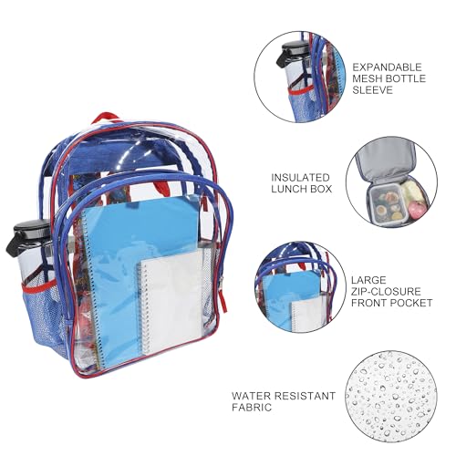 Bioworld Spider-Man Classic 2-Piece 16" Kids Clear Backpack & Lunch Box Set For School And Travel