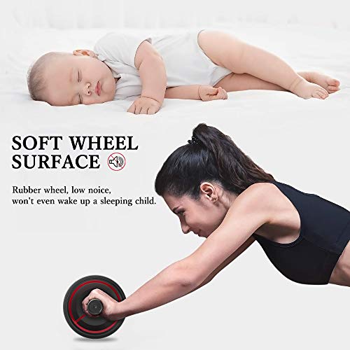 READAEER Ab Roller Wheel, Heavy Duty Workout Equipment for Home Gym, Professional Metal Handle with Rubber Surface Abdominal Exercise Wheel for Strength Training, Ab Wheel with Knee Pad