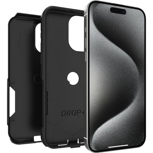 OtterBox iPhone 15 Pro MAX (Only) Commuter Series Case - BLACK, slim & tough, pocket-friendly, with port protection