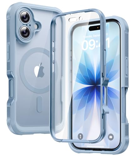 Diaclara Magnetic Designed for iPhone 17 Case 6.3 Inch Full Body Bumper,[Compatible with MagSafe] Military Drop Proof Cover with Built-in Touch Sensitive Anti-Scratch Screen Protector Blue