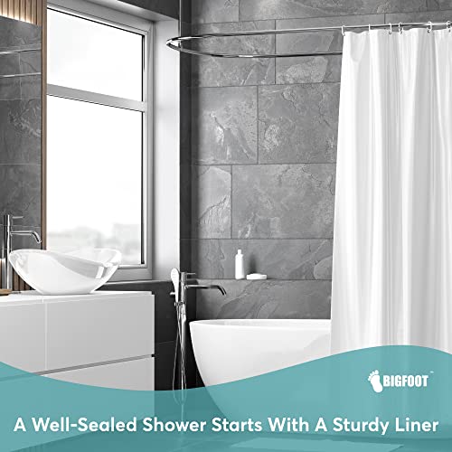 BigFoot Clear Shower Curtain Liner - 72x72 Odorless Plastic with Magnets, Washable Long Bathroom Curtain - Premium PEVA Waterproof Bath Shower Liner, Rust-Proof Bathroom Essentials