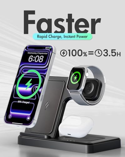 Wireless Charging Station Multiple Devices: 3-in-1 Phone Fast Multi Charger Stand for Apple Products iPhone 14 13 12 11 Pro Max XS XR X 8 Plus Watch 8 7 6 5 4 3 2 SE and AirPods 3 2 Pro