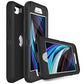 MXX Case Designed for iPhone SE 2020 / SE 2022 Heavy Duty Protective Case with Screen Protector [3 Layers] Rugged Rubber Shockproof Protection Cover & Rotating 360 Degree Belt Clip (Black)