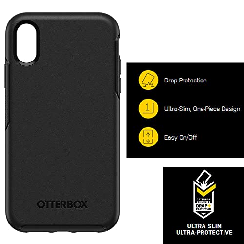 OtterBox iPhone XR Symmetry Series Case - Black, Ultra-Sleek, Wireless Charging Compatible, Raised Edges Protect Camera & Screen