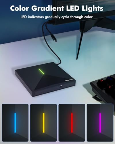 External CD/DVD Drive for Laptop, USB 3.0 DVD Player with 4 USB Ports & 2 TF/SD Card Slots, Portable CD/DVD +/-RW Drive Burner Reader Writer for Desktop PC Windows 11/10/8/7 Linux Mac OS