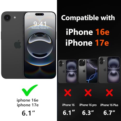 Diverbox for iPhone 16e Case & iPhone 17e Case [Compatible with MagSafe] [Shockproof] [Dropproof] [with Screen Protector ] Heavy Duty Protection Phone Cover (Black)