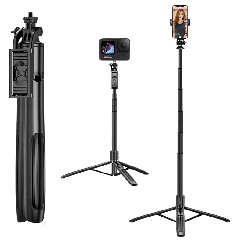 GADGETSKEY B6 Long Selfie Stick with Reinforced Tripod Stand 62 inch/157 cm