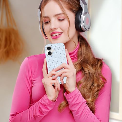 Hython for iPhone 17 Case Cute Polka Dot Aesthetic Design Simple Cover 6.3", Thin Slim Anti-Scratch Soft TPU Bumper Shockproof Rubber Protective Phone Cases for Women Girls Girly Boys, Blue