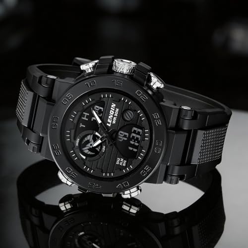 LN LENQIN Mens Watches Digital Military Watch for Men Stopwatch Army Survival Tactical Sports Outdoor Big Face Waterproof Men's Wrist Watches with LED Backlight/Timer/Alarm/Date