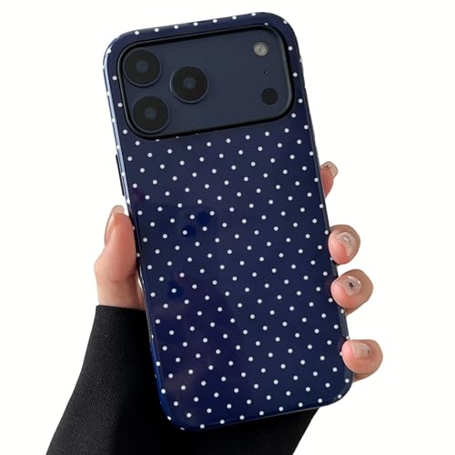 ZTOFERA Magnetic Case for iPhone 17 Pro, Compatible with Magsafe, Polka Dot Aesthetic Phone Case Cute for Girl Women, Hard PC+Soft TPU Protective Phone Cover for iPhone 17 Pro-Navy Blue