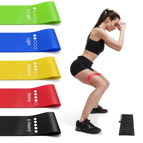 Resistance Bands for Working Out, Exercise Bands Resistance Bands Set with 5 Resistance Levels, Multi-Colored Workout Bands for Indoor & Outdoor Fitness, Leg Strength Training, Yoga