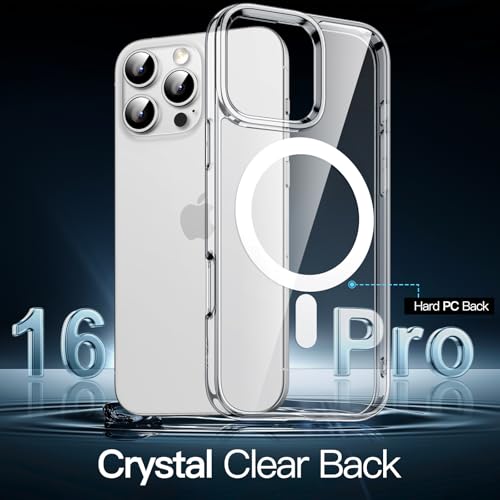 JETech Magnetic Case for iPhone 16 Pro 6.3-Inch Compatible with MagSafe, Shockproof Phone Bumper Cover, Anti-Scratch Clear Back (Clear)