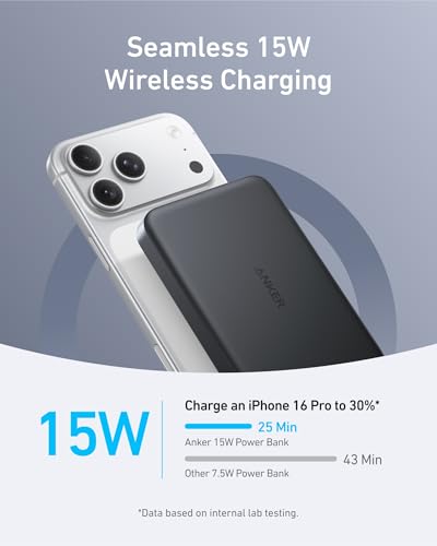Anker MagGo Power Bank, 10,000mAh Qi2-Certified 15W Portable Charger