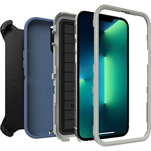 OtterBox Defender Series Screenless Edition Case for iPhone 13 Pro Max & iPhone 12 Pro Max (Only) - Holster Clip Included - Microbial Defense Protection - Non-Retail Packaging - Fort Blue