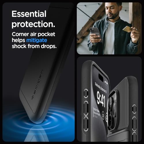 Spigen Slim Armor CS Designed for iPhone 15 Pro Case (2023) [Military-Grade Protection] - Black