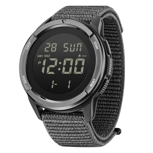 CakCity Digital Watch Military Watches for Men Black Tactical Sports Waterproof Men's Women's Wrist Watch with LED Backlight Nylon Band Stopwatch,Green