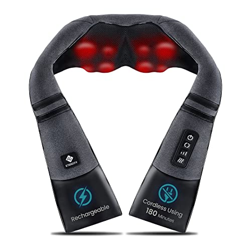 Etekcity FSA Eligible Cordless Neck Massager with Heat for Pain Relief Deep Tissue, FSA Wearables, Rechargeable Shiatsu Back Shoulder Massage Tool, Best Gift for Mother, Father, HSA Items