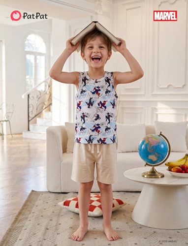 Disney Marvel Spiderman Stitch Star Wars Mickey Boy T-Shirt & Tank Set 2-9Y | Summer Athletic Shirt,Graphic Tank Top Shirt & Tee 2Pcs Cars Mcqueen Short & Sleeveless,Captain America Iron Man Kid Clothes