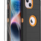 for iPhone 14 Case with 2 Screen Protector,Full Body Shockproof Drop Protection Dust Proof Heavy Duty 3-Layer Rugged Durable Military Grade Cover for Apple iPhone 14 6.1" (Black/Oranger)