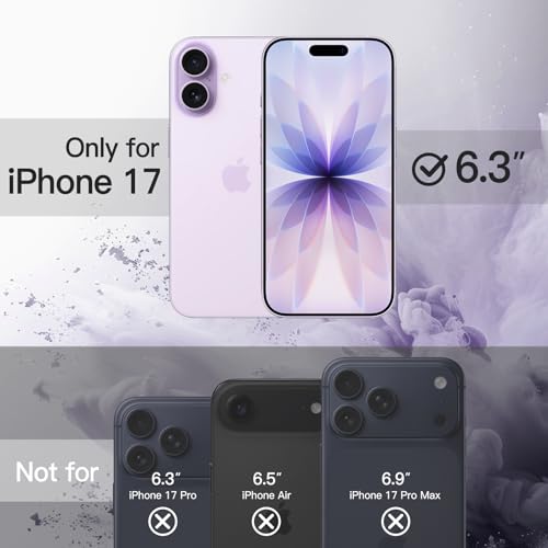 JETech Case for iPhone 17 6.3-Inch, Shockproof Phone Bumper Cover, Solid Color Matte TPU Frame, Anti-Scratch Clear Back (Lavender)