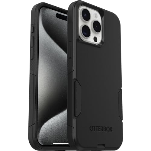 OtterBox iPhone 15 Pro MAX (Only) Commuter Series Case - BLACK, slim & tough, pocket-friendly, with port protection