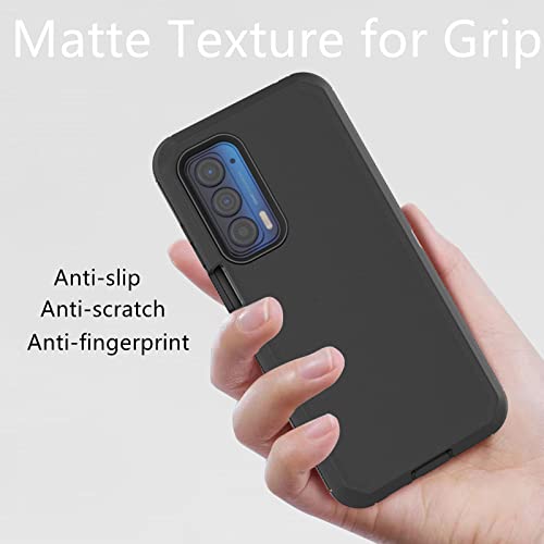 Heavy Duty Protective Case for Motorola Moto Edge 2021/5G UW - Dustproof, Shockproof 3 in 1 Rugged Phone Cover (Black)