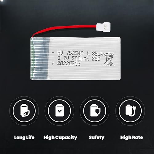 2 Pcs 3.7V 500mAh 25C 752040 Rechargeable Lipo Battery with USB Charger for Syma X5C cheerson CX30 skytech M68 BBS 868 Quadcopter RC Drone Spare Parts