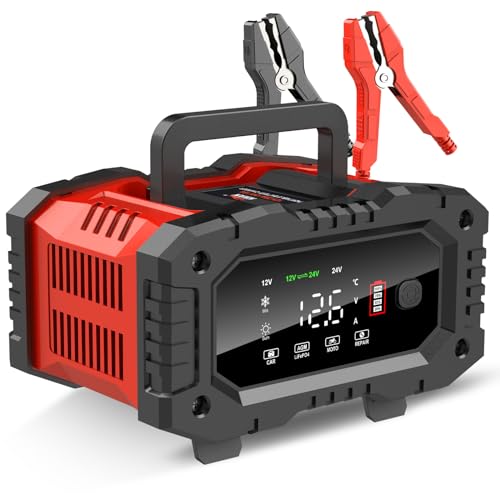 YONHAN Battery Charger 20A 12V/24V LiFePO4 Lead Acid Fully Automatic Battery Maintainer, Car Battery Trickle Charger Automotive w/Repair, Winter Mode, for AGM, STD, Gel, Deep Cycle Batteries