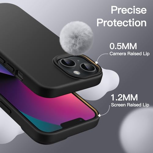 JETech Silicone Case for iPhone 13 6.1-Inch, Silky-Soft Touch Full-Body Protective Phone Case, Shockproof Cover with Microfiber Lining (Black)