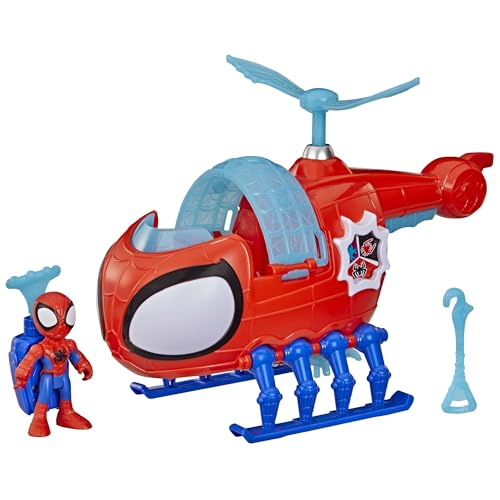 SPIDEY AND HIS AMAZING FRIENDS Marvel Team Spidey Copter, 3-Inch (7.6 CM) Action Figure & Toy Vehicle with Projectile, Super Hero Toys, Ages 3+