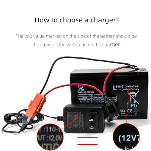 12 Volt Battery Charger for Ride On Toys and Battery Wire 12V Kids Ride On Car Charger,12V Electric Car Riding Toy Battery Power and Charging Socket Adapter Square Plug