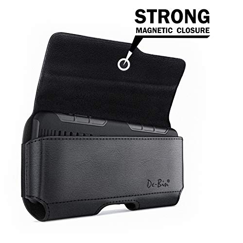 DeBin Holster for iPhone 17 17 Pro 16 16e 16 Pro 15, 15 Pro 14 13 12 11 X Xs 10 XR, Galaxy S25 S24, S23, S22 - Cell Phone Belt Holder Clip Case Pouch Cover (Fits Cellphone with Case on) Black