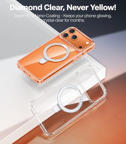 TORRAS Ostand for iPhone 17 Pro Case Clear Magnetic, Fit for MagSafe, 4X Military Drop Protection, Camera Control, Slim Phone Case for iPhone 17 Pro with Kickstand, Anti Yellowing Cover 6.3", Clear