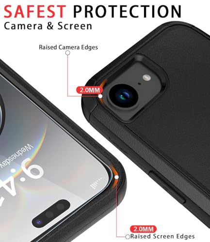 Diverbox for iPhone 16e Case & iPhone 17e Case [Compatible with MagSafe] [Shockproof] [Dropproof] [with Screen Protector ] Heavy Duty Protection Phone Cover (Black)