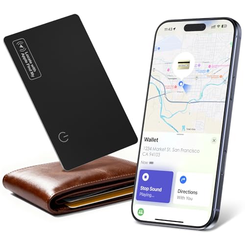 Wallet Tracker Card (iOS only), 0.07in Slim Tracking Card, IP68 Waterp ...