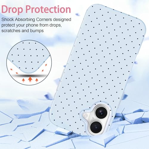 Hython for iPhone 17 Case Cute Polka Dot Aesthetic Design Simple Cover 6.3", Thin Slim Anti-Scratch Soft TPU Bumper Shockproof Rubber Protective Phone Cases for Women Girls Girly Boys, Blue