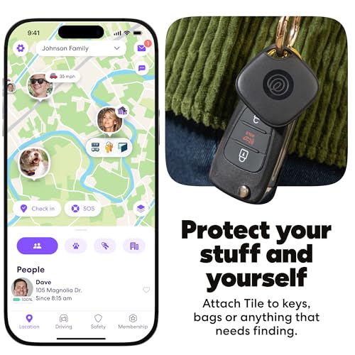 Life360 Tile Essentials - Bluetooth Trackers & Item Locators for Keys, Wallets, Remotes & More; Easily Find All Your Things. Both iOS and Android Compatible. 4-Pack (Mates/Slim/Sticker)