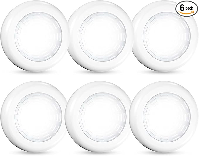 Tap Light 6 Pack Portable LED Puck Touch Night Lights - Battery Operated Under Cabinet Lighting for Kitchen, Closet, Classroom, Indoor & Outdoor