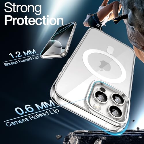 JETech Magnetic Case for iPhone 16 Pro 6.3-Inch Compatible with MagSafe, Shockproof Phone Bumper Cover, Anti-Scratch Clear Back (Clear)