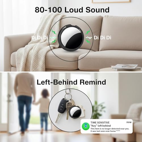 4 Pack Tracker Tags Item Finder [Apple MFi Certified]Works with Apple Find My (iOS Only) Air Bluetooth Smart Tag with Waterproof Replaceable Battery Worldwide Tracking for Key Wallet Bike Luggage Pets