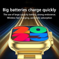 10 In 1 Series 8 Ultra 49 MM Smartwatch | 7 Premium Straps With Golden Color Metal Strap | Change Straps Every Day | FREE Earbuds watch , smartwatch , hand watch , classic watch , combo watch , wireless charger.