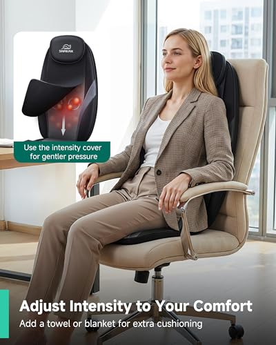 Snailax Shiatsu Back Massager with Heat Massage Chair Pad Kneading Back Massager for Pain Relief Deep Tissue Chair Massage Pad for Office Home
