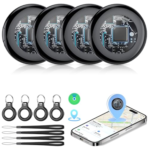 2026 New [Apple MFi Certified] Air Tracker Tags-4 Pack (iOS Only), Tukio Bluetooth Tracker for Apple Find My, Replaceable Battery, Key Finder and Item Locator Smart Tag for Keys, Bag, Luggage and More